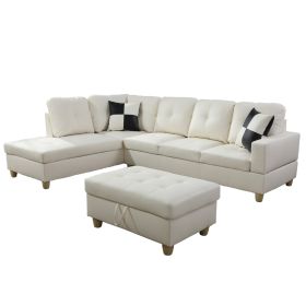 White Faux Leather 3-Piece Couch Living Room Sofa Set