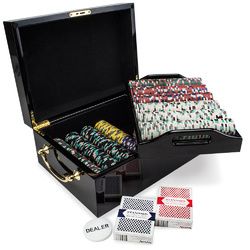 500ct Claysmith Gaming Poker Knights Chip Set Black Mahogany