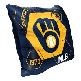 Brewers OFFICIAL MLB "Connector" Double Sided Velvet Pillow; 16" x 16"