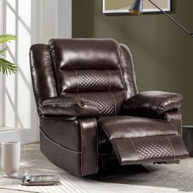 Breathable Leather Massage Recliner Chair, Manual Living Room Reclining Sofa