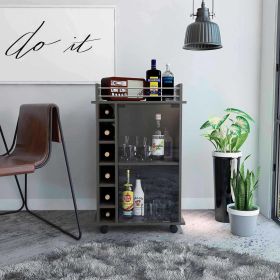 Hot Sale Living Room Furniture Wooden Transparent Glass Door Wine Bar Cabinet White And Light Oak Wine Display Cabinet With Moving Casters