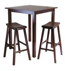 Parkland 3-Pc Square High/Pub Table Set with 2 Saddle Seat Stools