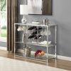 Contemporary Chrome Wine Rack Silver Modern Glass Metal Frame Wine Storage RT