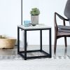 White Marble Print End Table/Side Table/Night Stand, Upgrade Version with Metal Frame Box