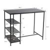 Industrial Dining Bar Pub Table with Metal Frame and Storage Shelves