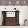 Rolling Buffet Sideboard Wooden Bar Storage Cabinet