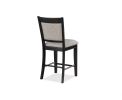 Farmhouse Style 2pc Black Light Gray Counter Height Chair Bar Stool Footrest Upholstered Back Seat Wooden Furniture