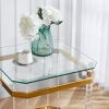 Gold Stainless Steel With Acrylic Frame Clear Glass Top End Table CS-1134-1