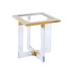 Gold Stainless Steel With Acrylic Frame Clear Glass Top End Table cs-1174-1