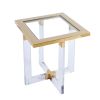 Gold Stainless Steel With Acrylic Frame Clear Glass Top End Table cs-1174-1