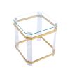 Gold Stainless Steel With Acrylic Frame Clear Glass Top End Table CS-1134-1