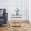 Gold Stainless Steel With Acrylic Frame Clear Glass Top End Table CS-1134-1