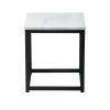 White Marble Print End Table/Side Table/Night Stand, Upgrade Version with Metal Frame Box