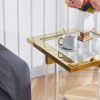 Gold Stainless Steel With Acrylic Frame Clear Glass Top End Table cs-1174-1