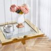 Gold Stainless Steel With Acrylic Frame Clear Glass Top End Table cs-1174-1