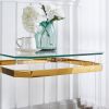 Gold Stainless Steel With Acrylic Frame Clear Glass Top End Table CS-1134-1