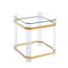 Gold Stainless Steel With Acrylic Frame Clear Glass Top End Table CS-1134-1