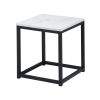 White Marble Print End Table/Side Table/Night Stand, Upgrade Version with Metal Frame Box