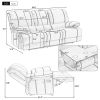 Recliner Chair Sofa Manual Reclining Home Seating Seats Movie Theater Chairs with Reversible backrest and Cup Holders, Brown