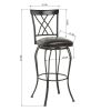 Industrial Counter Height Bar Stools Set of 2, Swivel Barstools with Metal Back for Kitchen Island, 29 Inch Height Round Seat