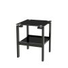 Black Tempered Glass End Table with 2 layer, Small Side Table for Living Room