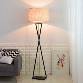 Living Room Floor Lamp Simple Sofa Vertical Table (Option: Flax and gold-220V US)