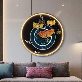 Three Dimensional Relief Entryway Decorative Painting Lamp Circular Background Wall Landscape Mural Lamp (Option: 8806x-50x50cm 220v)