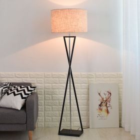 Living Room Floor Lamp Simple Sofa Vertical Table (Option: Linen and chrome-220V US)