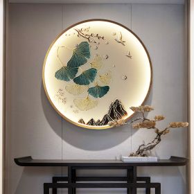 Three Dimensional Relief Entryway Decorative Painting Lamp Circular Background Wall Landscape Mural Lamp (Option: 8805x-50x50cm 220v)