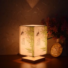 New Chinese Retro Style Bedside Night Light Warm (Option: Bamboo-Power switch button-220V US)