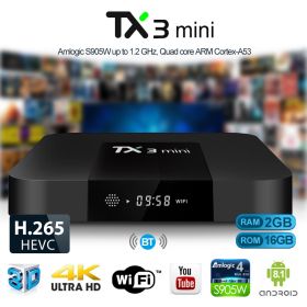 Android TV Box TX3 Mini Amlogic S905W with Wifi 2.4G Android 8.1 TV Box 1G/8G 2G/16G Media Player (RAM ROM: 2+16GB)