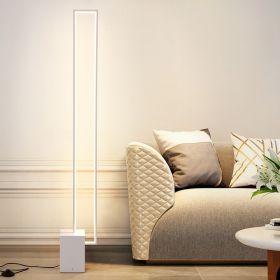 Minimalist Sand Black Floor Lamp Quadriboid Base Square Light Body (Option: White-L27xH150CM-AU)