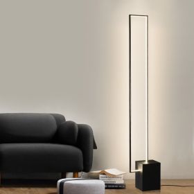 Minimalist Sand Black Floor Lamp Quadriboid Base Square Light Body (Option: Black-L27xH150CM-AU)