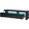 Modern Style 16-colored LED Lights TV Cabinet, UV High Gloss Surface Entertainment Center with DVD Shelf, Up to 70 inch TV