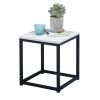 End Table/Side Table/Night Stand;  Upgrade Version with Metal Frame Box - dark brown