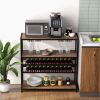 Industrial Freestanding Wooden Wine Bar Cabinet Wine Rack Table