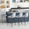 2 Pieces 29 Inch Velvet Bar Stools Set with Tufted Back and Footrests