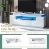 Modern, Stylish Functional TV stand with Color Changing LED Lights, Universal Entertainment Center, High Gloss TV Cabinet for 75+ inch TV