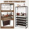 Industrial Freestanding Wooden Wine Bar Cabinet Wine Rack Table