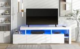 Modern Style 16-colored LED Lights TV Cabinet, UV High Gloss Surface Entertainment Center with DVD Shelf, Up to 70 inch TV