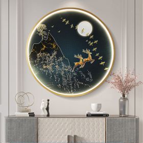 Three Dimensional Relief Entryway Decorative Painting Lamp Circular Background Wall Landscape Mural Lamp (Option: 8810x-50x50cm 220v)